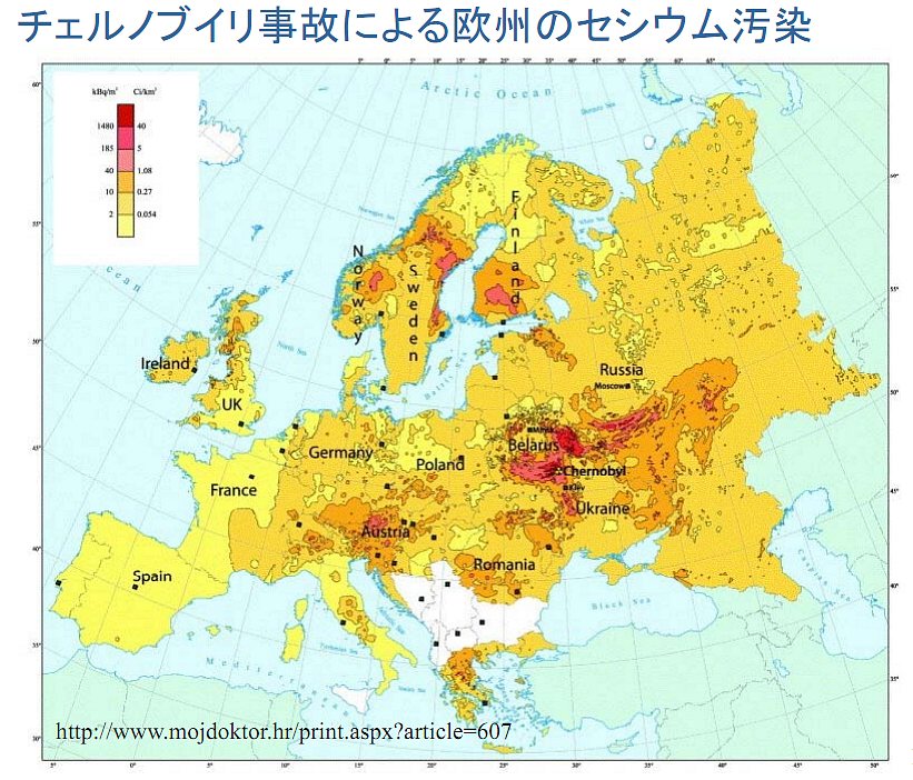 チェルノブイリ事故の重度汚染地域は北欧三国やオーストリアにまで及んだ