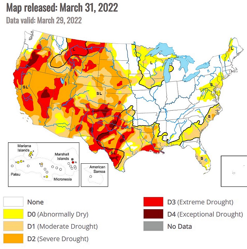 アメリカの干魃状況