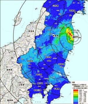 関東東北の汚染マップ（文科省発表のもの）